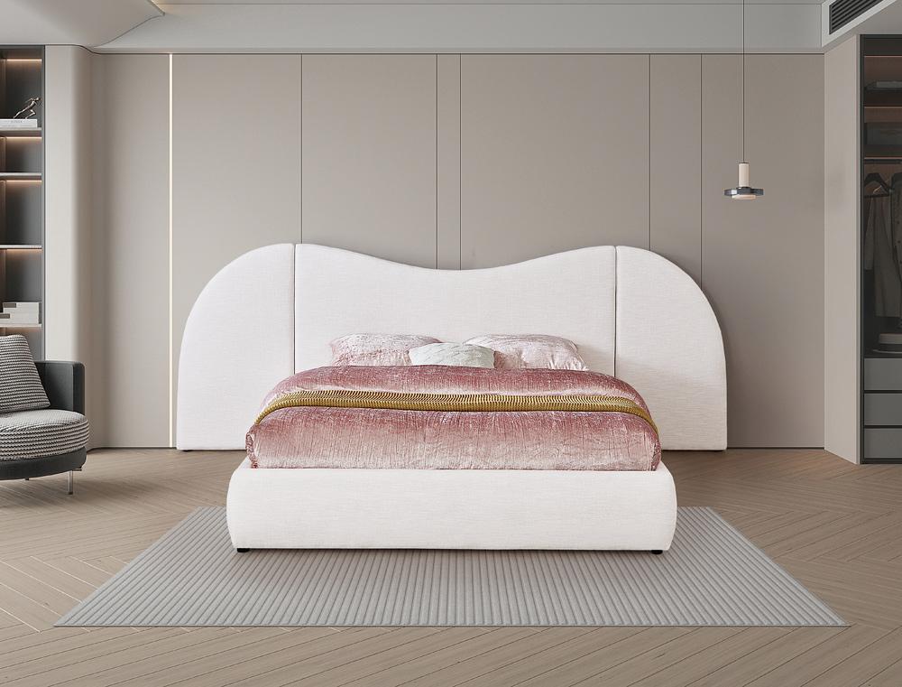 Meridian Furniture - Everest White Linen Textured Fabric Queen Bed - B1247White-Q veiw 4