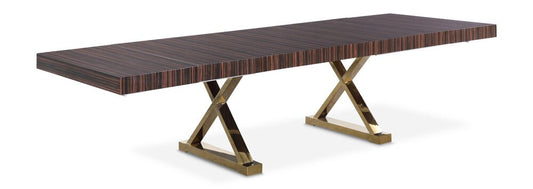 Meridian Furniture - Excel Brown Zebra Wood Veneer Lacquer Extendable Dining Table - 996-T veiw 1