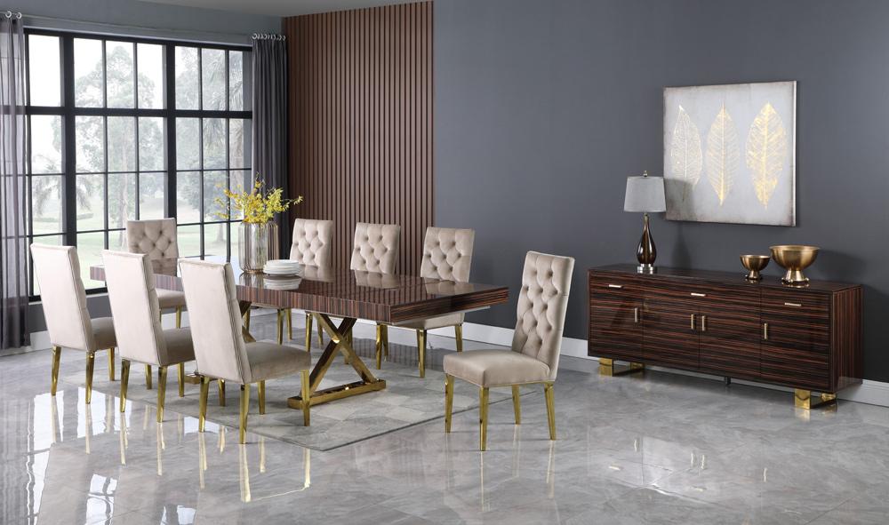 Meridian Furniture - Excel Brown Zebra Wood Veneer Lacquer Extendable Dining Table - 996-T veiw 2