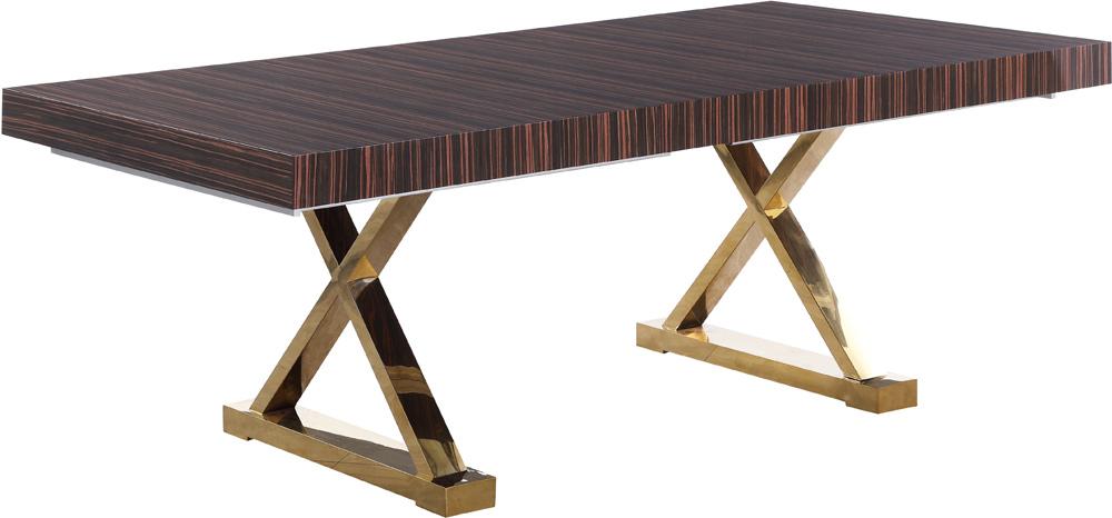 Meridian Furniture - Excel Brown Zebra Wood Veneer Lacquer Extendable Dining Table - 996-T veiw 3