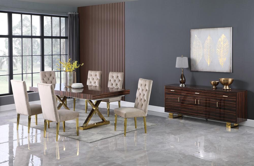 Meridian Furniture - Excel Brown Zebra Wood Veneer Lacquer Extendable Dining Table - 996-T veiw 4