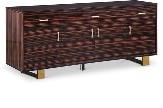 Meridian Furniture - Excel Brown Zebra Wood Veneer Lacquer Sideboard/Buffet - 357 veiw 1