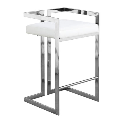 Meridian Furniture - Ezra White Vegan Leather Stool (Set of 2) - 910White-C veiw 1