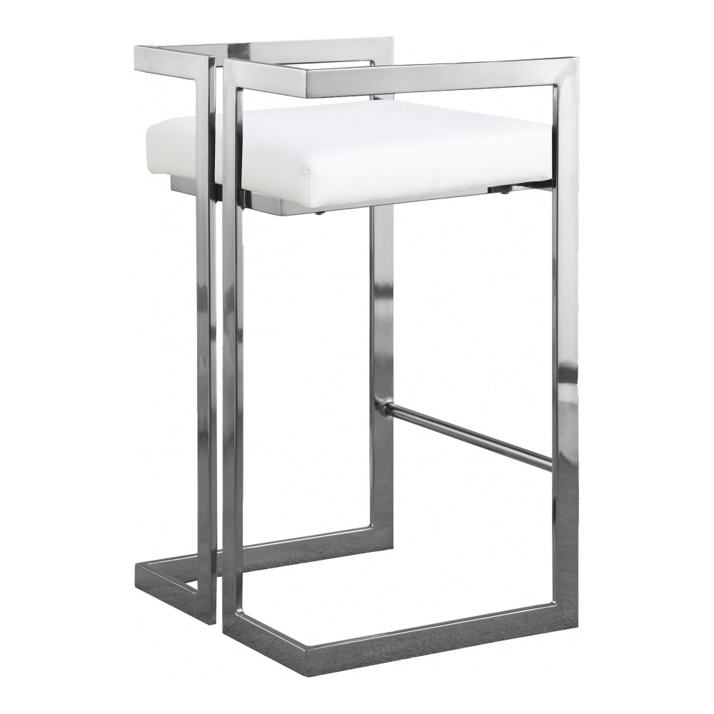 Meridian Furniture - Ezra White Vegan Leather Stool (Set of 2) - 910White-C veiw 2
