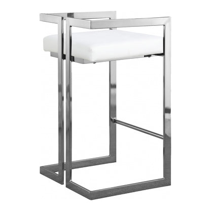 Meridian Furniture - Ezra White Vegan Leather Stool (Set of 2) - 910White-C veiw 2