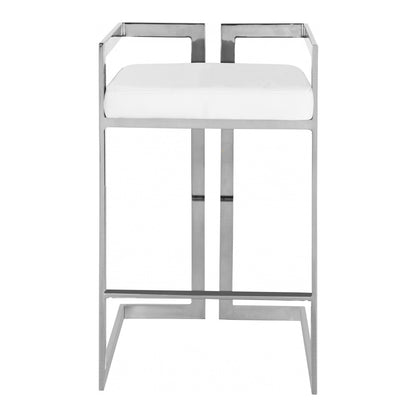 Meridian Furniture - Ezra White Vegan Leather Stool (Set of 2) - 910White-C veiw 3