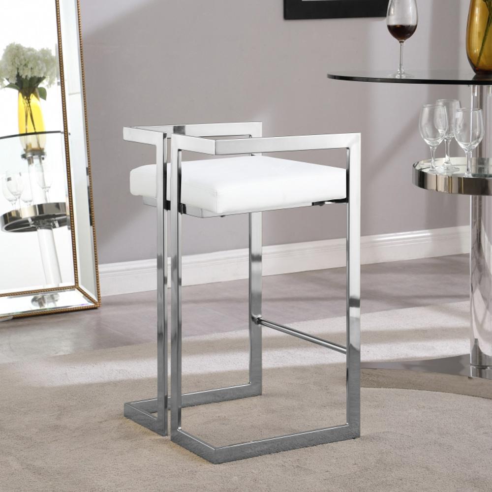 Meridian Furniture - Ezra White Vegan Leather Stool (Set of 2) - 910White-C veiw 4