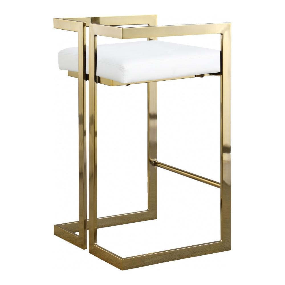 Meridian Furniture - Ezra White Vegan Leather Stool (Set of 2) - 913White-C veiw 2