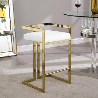 Meridian Furniture - Ezra White Vegan Leather Stool (Set of 2) - 913White-C veiw 4