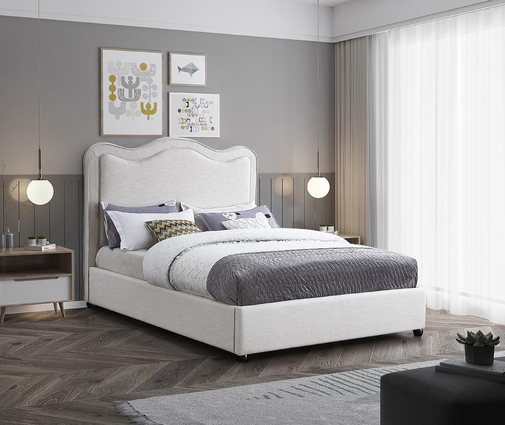 Meridian Furniture - Felix Cream Linen Textured Fabric Full Bed - FelixCream-F veiw 2