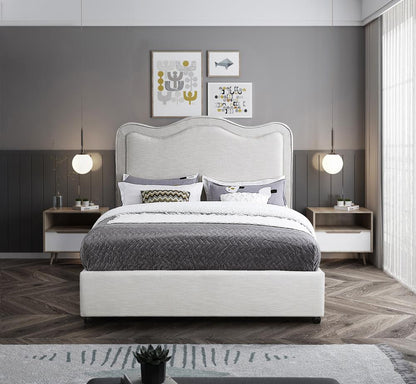 Meridian Furniture - Felix Cream Linen Textured Fabric Full Bed - FelixCream-F veiw 4