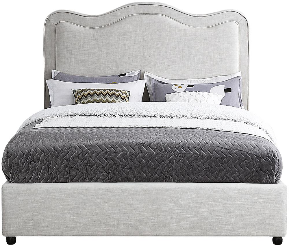 Meridian Furniture - Felix Cream Linen Textured Fabric Queen Bed - FelixCream-Q veiw 3
