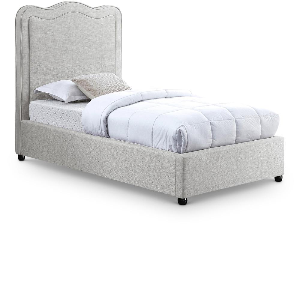 Meridian Furniture - Felix Cream Linen Textured Fabric Twin Bed - FelixCream-T veiw 1