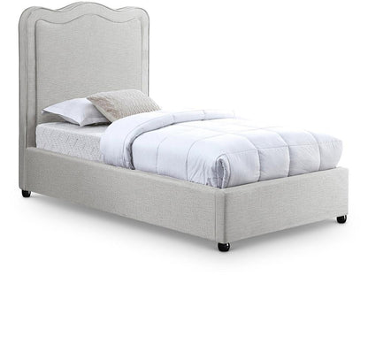 Meridian Furniture - Felix Cream Linen Textured Fabric Twin Bed - FelixCream-T veiw 1