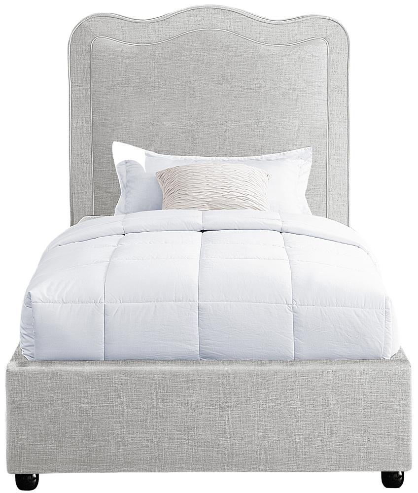 Meridian Furniture - Felix Cream Linen Textured Fabric Twin Bed - FelixCream-T veiw 3