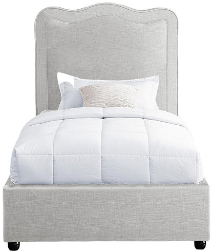 Meridian Furniture - Felix Cream Linen Textured Fabric Twin Bed - FelixCream-T veiw 3
