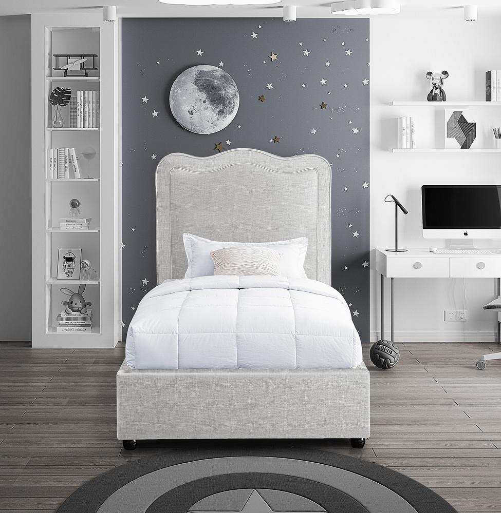 Meridian Furniture - Felix Cream Linen Textured Fabric Twin Bed - FelixCream-T veiw 4