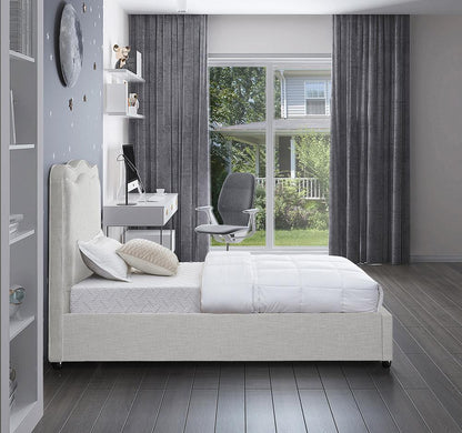 Meridian Furniture - Felix Cream Linen Textured Fabric Twin Bed - FelixCream-T veiw 5