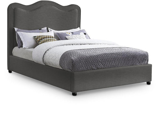 Meridian Furniture - Felix Grey Linen Textured Fabric Full Bed - FelixGrey-F veiw 1