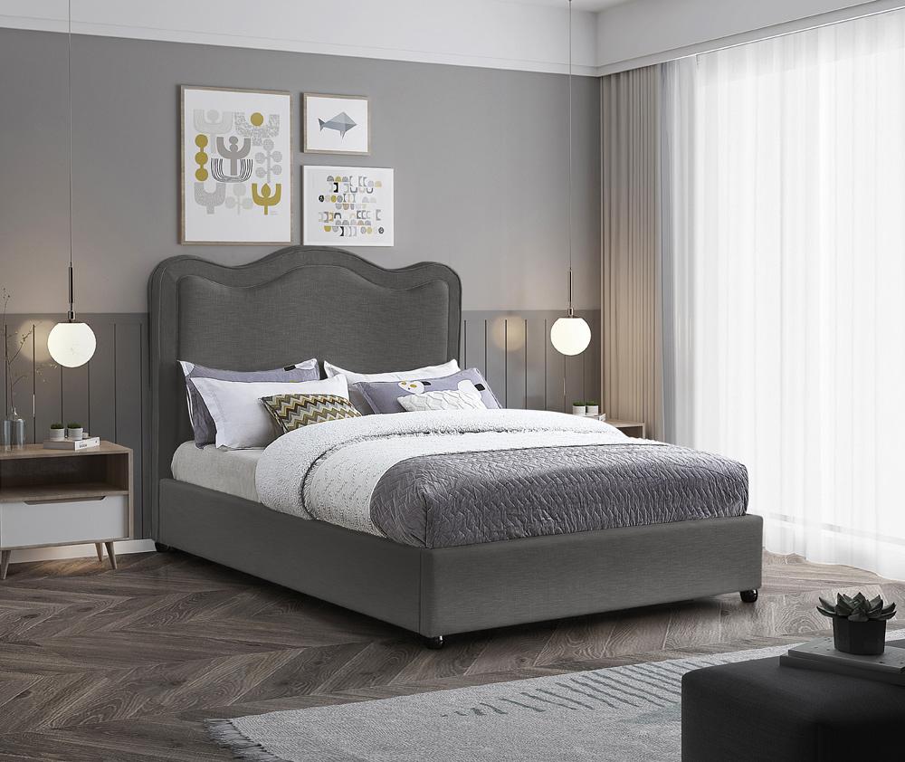 Meridian Furniture - Felix Grey Linen Textured Fabric King Bed - FelixGrey-K veiw 2
