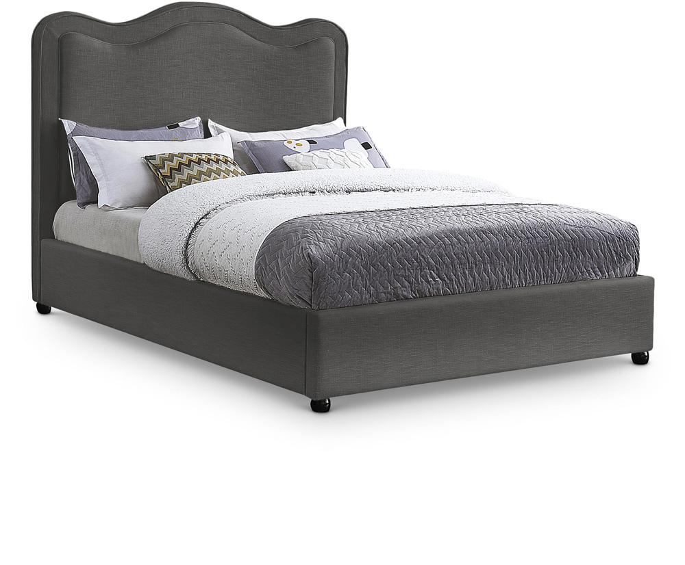 Meridian Furniture - Felix Grey Linen Textured Fabric Queen Bed - FelixGrey-Q veiw 1