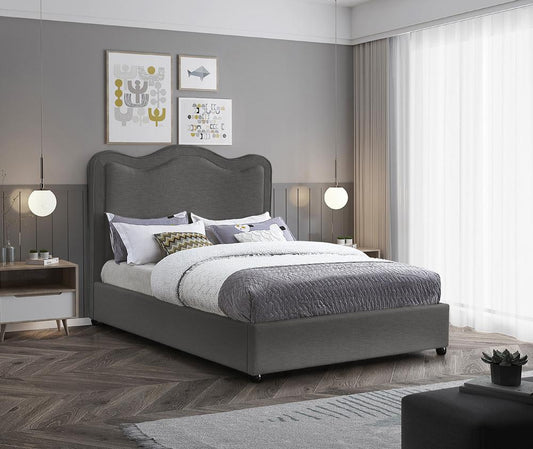 Meridian Furniture - Felix Grey Linen Textured Fabric Queen Bed - FelixGrey-Q veiw 2