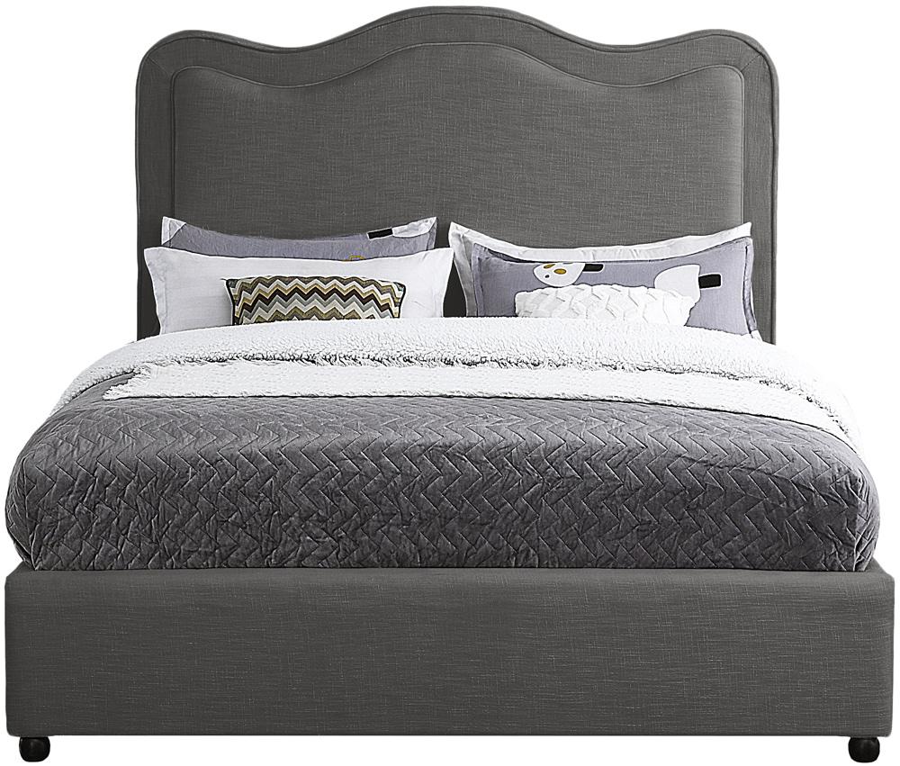 Meridian Furniture - Felix Grey Linen Textured Fabric Queen Bed - FelixGrey-Q veiw 3