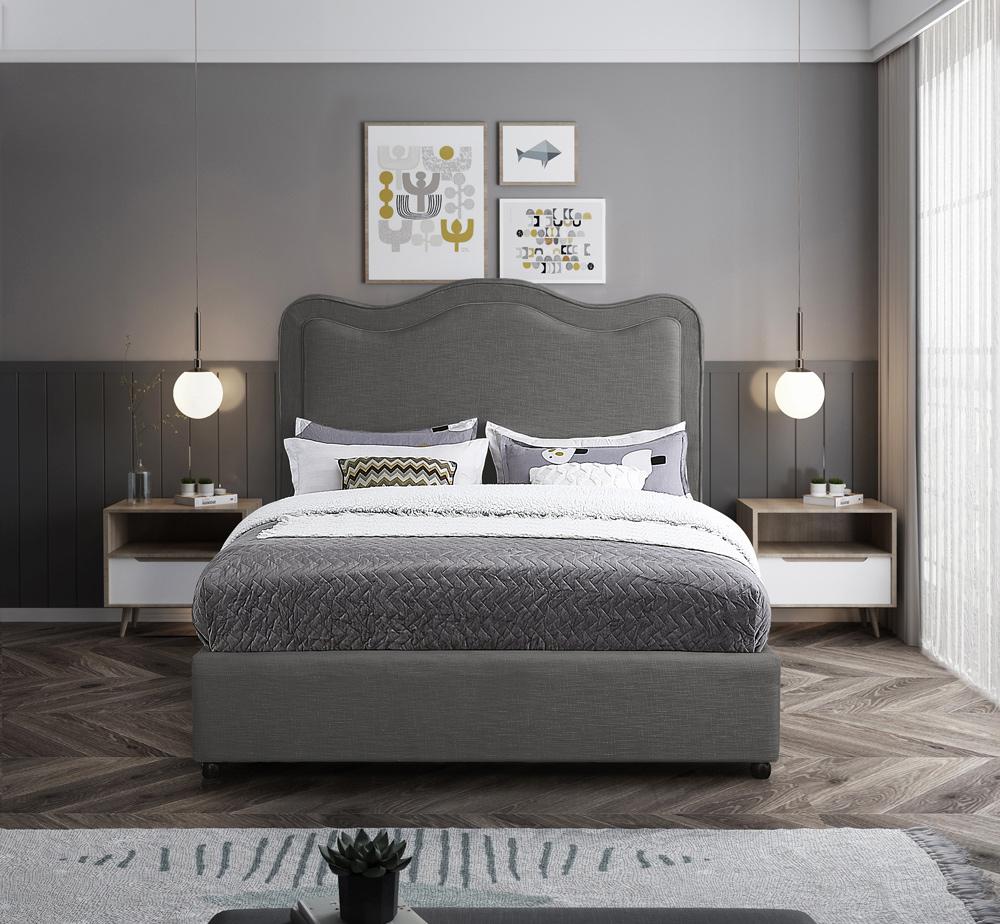 Meridian Furniture - Felix Grey Linen Textured Fabric Queen Bed - FelixGrey-Q veiw 4