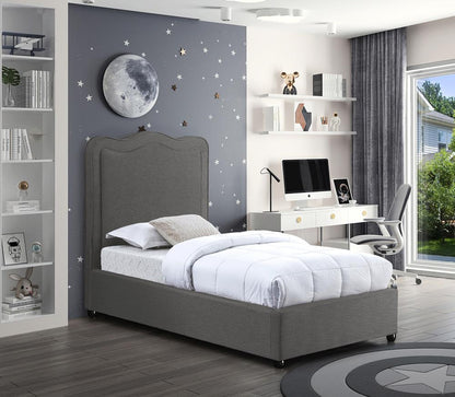 Meridian Furniture - Felix Grey Linen Textured Fabric Twin Bed - FelixGrey-T veiw 2