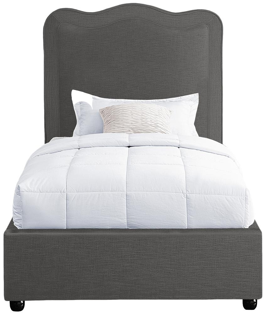 Meridian Furniture - Felix Grey Linen Textured Fabric Twin Bed - FelixGrey-T veiw 3
