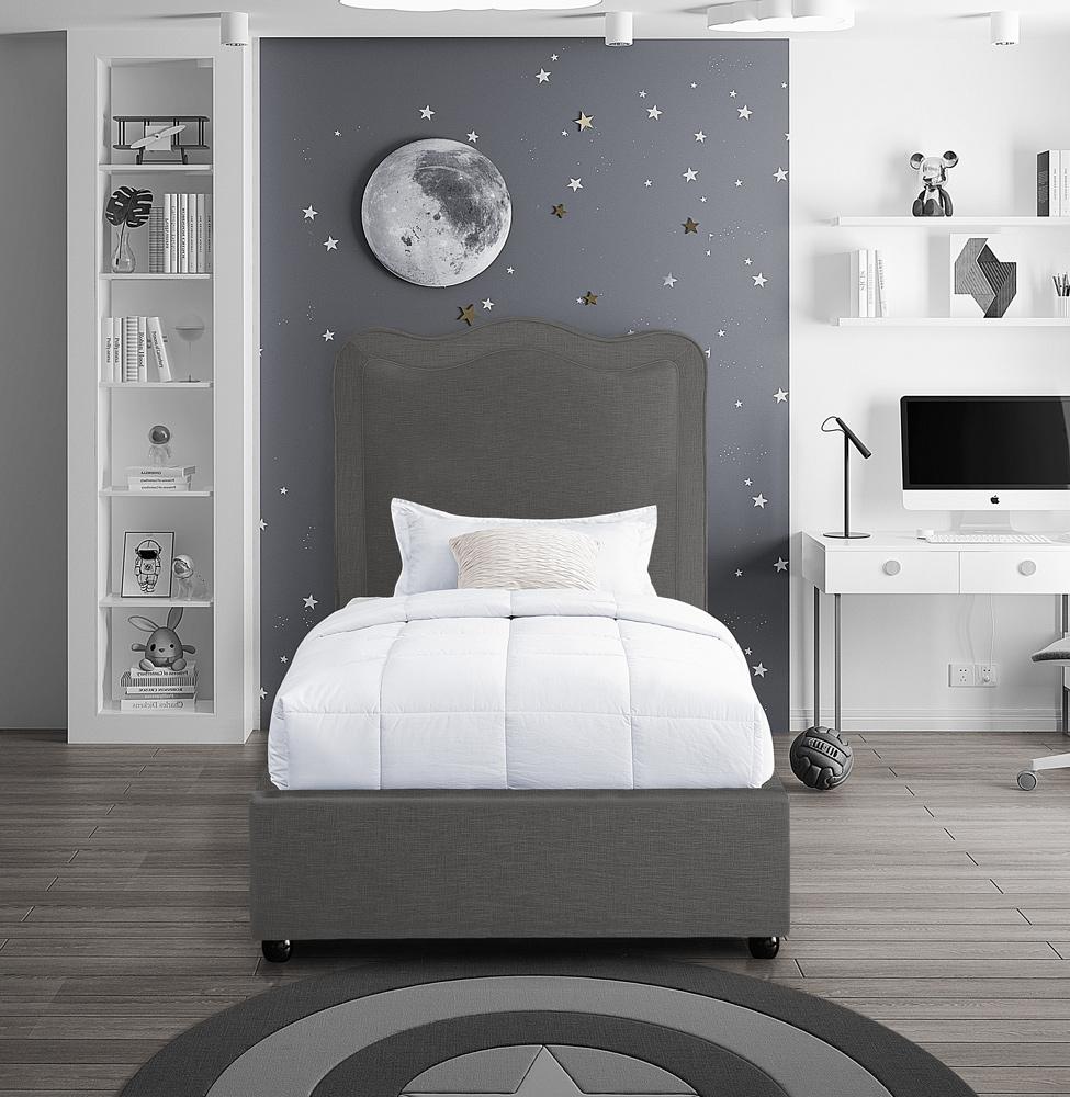 Meridian Furniture - Felix Grey Linen Textured Fabric Twin Bed - FelixGrey-T veiw 4