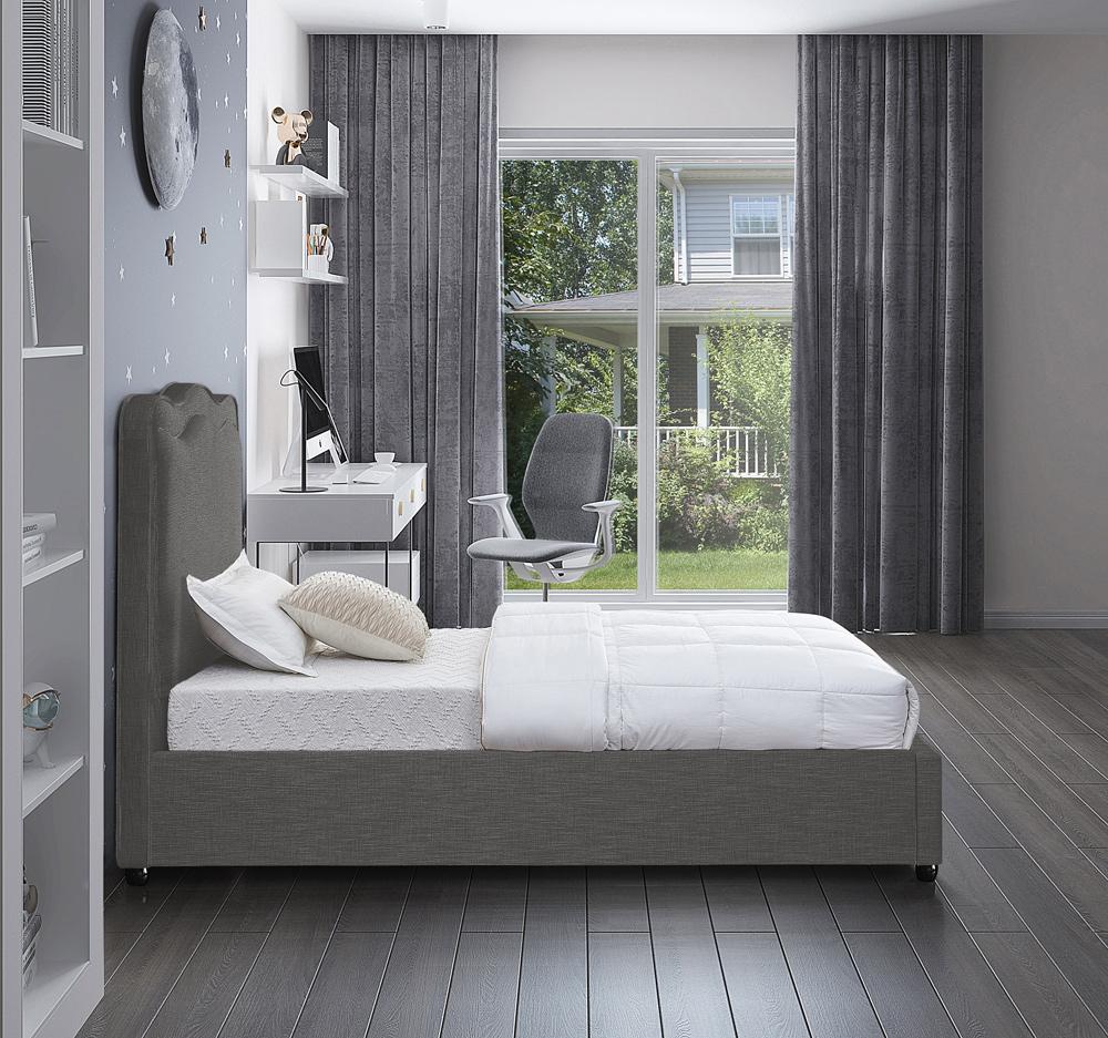 Meridian Furniture - Felix Grey Linen Textured Fabric Twin Bed - FelixGrey-T veiw 5