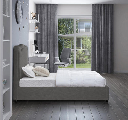 Meridian Furniture - Felix Grey Linen Textured Fabric Twin Bed - FelixGrey-T veiw 5