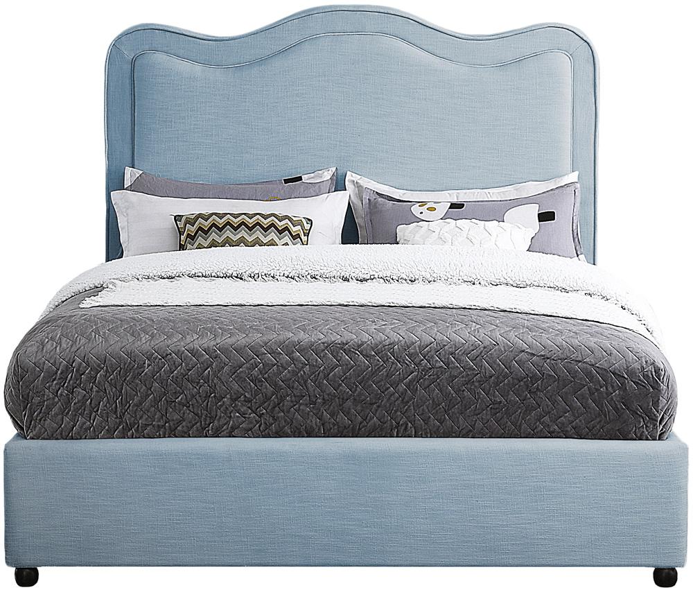 Meridian Furniture - Felix Light Blue Linen Textured Fabric Full Bed - FelixSkyBlu-F veiw 3