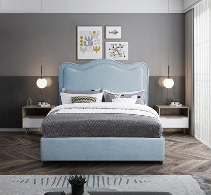 Meridian Furniture - Felix Light Blue Linen Textured Fabric Full Bed - FelixSkyBlu-F veiw 4