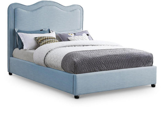 Meridian Furniture - Felix Light Blue Linen Textured Fabric Queen Bed - FelixSkyBlu-Q veiw 1