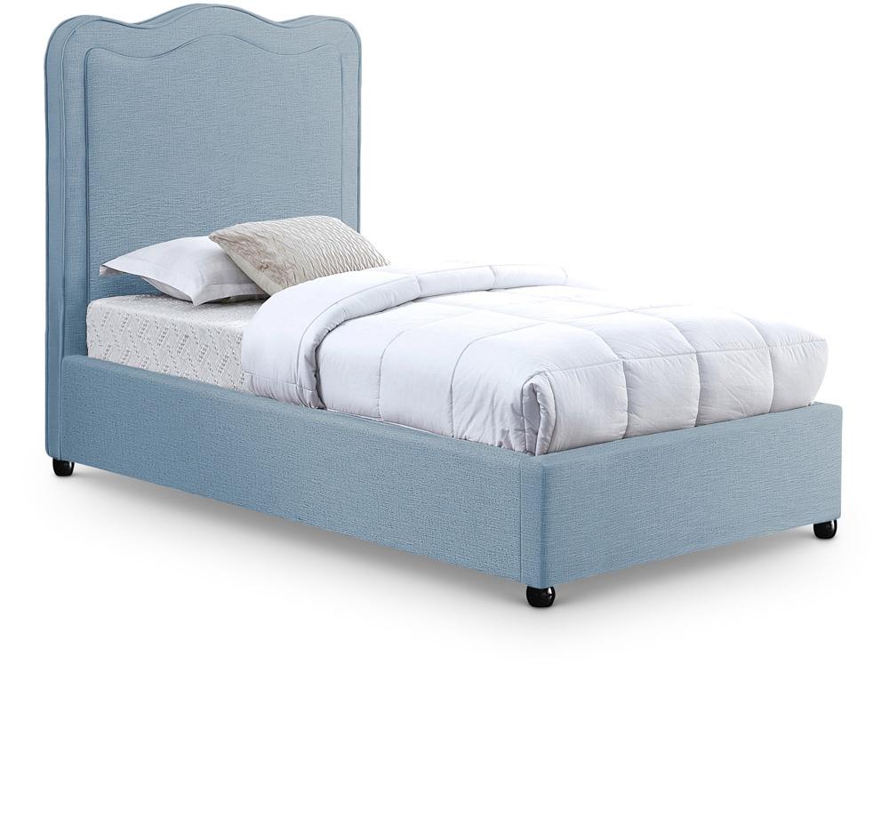 Meridian Furniture - Felix Light Blue Linen Textured Fabric Twin Bed - FelixSkyBlu-T veiw 1