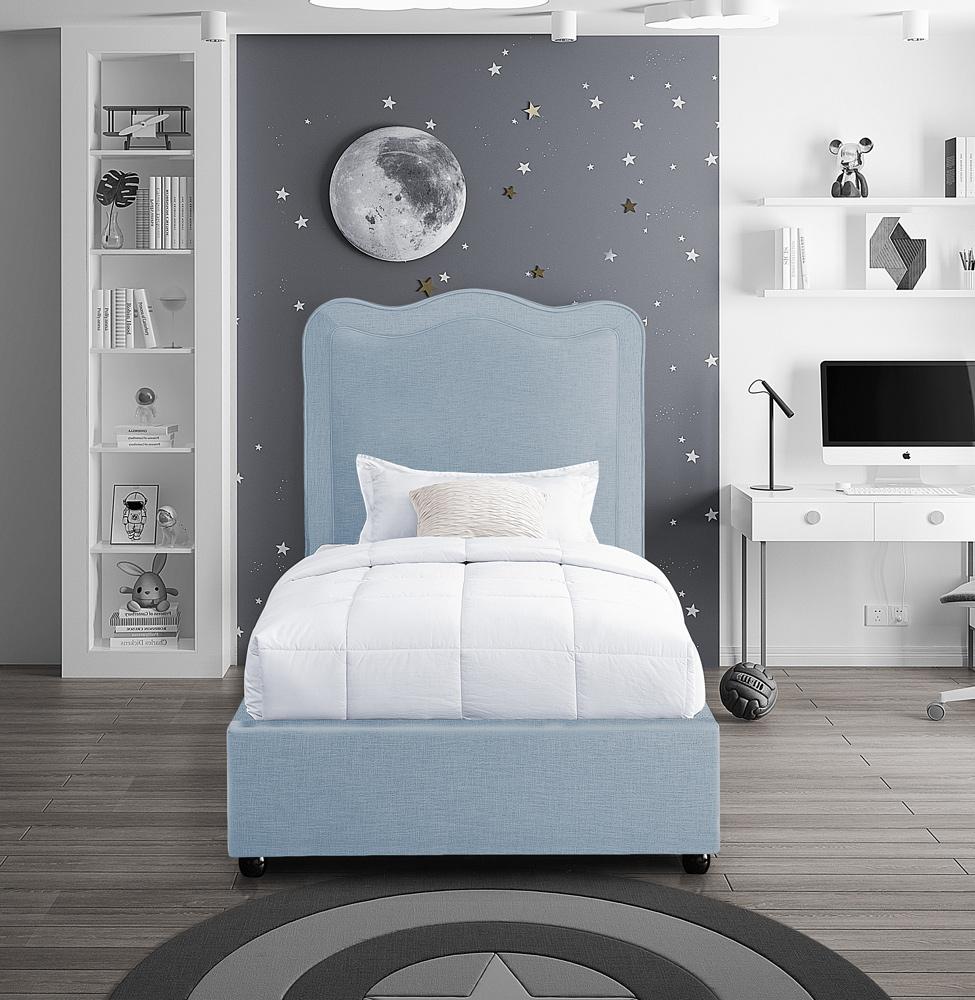 Meridian Furniture - Felix Light Blue Linen Textured Fabric Twin Bed - FelixSkyBlu-T veiw 4