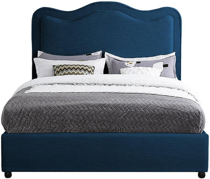 Meridian Furniture - Felix Navy Linen Textured Fabric Full Bed - FelixNavy-F veiw 3