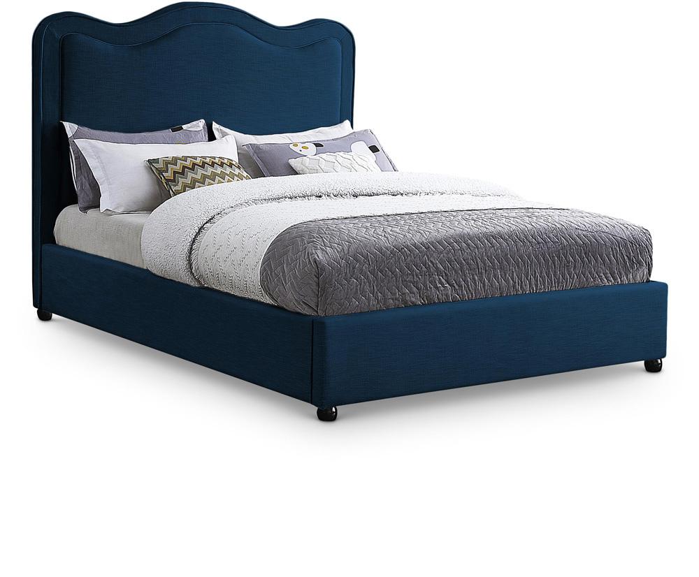 Meridian Furniture - Felix Navy Linen Textured Fabric King Bed - FelixNavy-K veiw 1