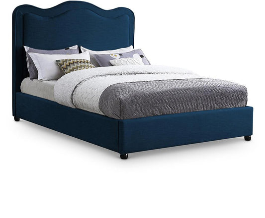 Meridian Furniture - Felix Navy Linen Textured Fabric Queen Bed - FelixNavy-Q veiw 1