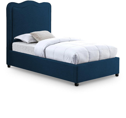 Meridian Furniture - Felix Navy Linen Textured Fabric Twin Bed - FelixNavy-T veiw 1