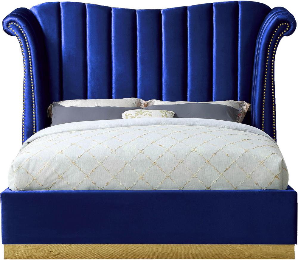 Meridian Furniture - Flora Navy Velvet King Bed - FloraNavy-K veiw 3