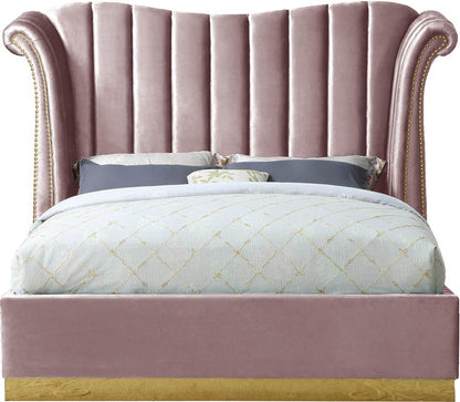 Meridian Furniture - Flora Pink Velvet King Bed - FloraPink-K veiw 3