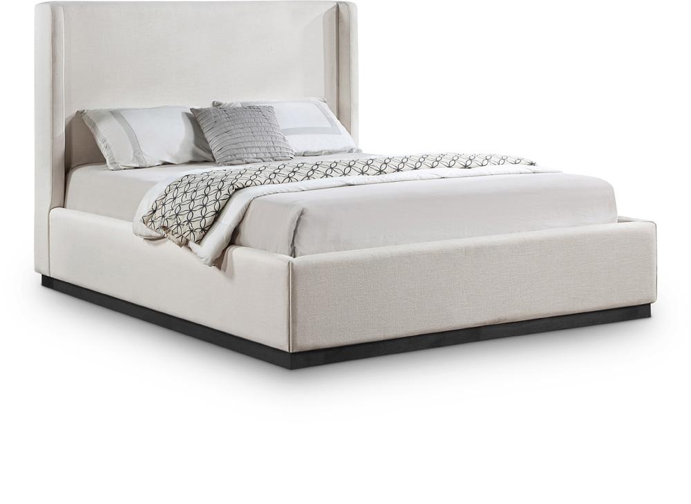 Meridian Furniture - Flynn Beige Linen Textured Fabric King Bed - FlynnBeige-K veiw 1