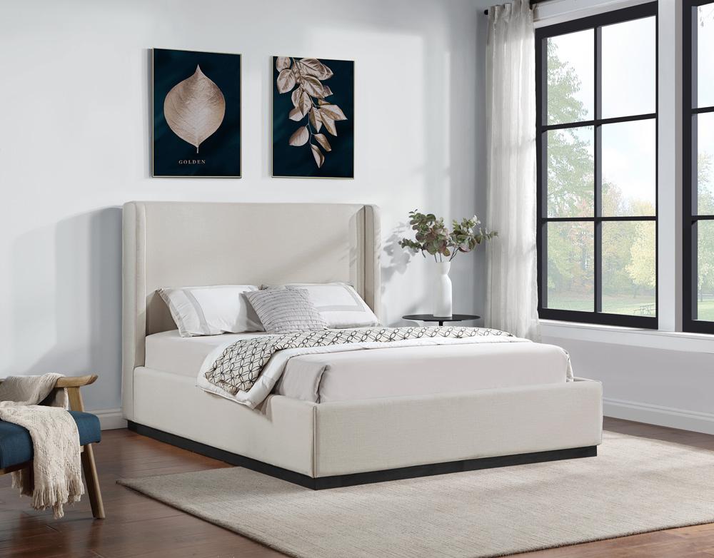 Meridian Furniture - Flynn Beige Linen Textured Fabric King Bed - FlynnBeige-K veiw 2