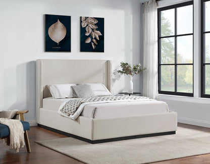 Meridian Furniture - Flynn Beige Linen Textured Fabric King Bed - FlynnBeige-K veiw 2