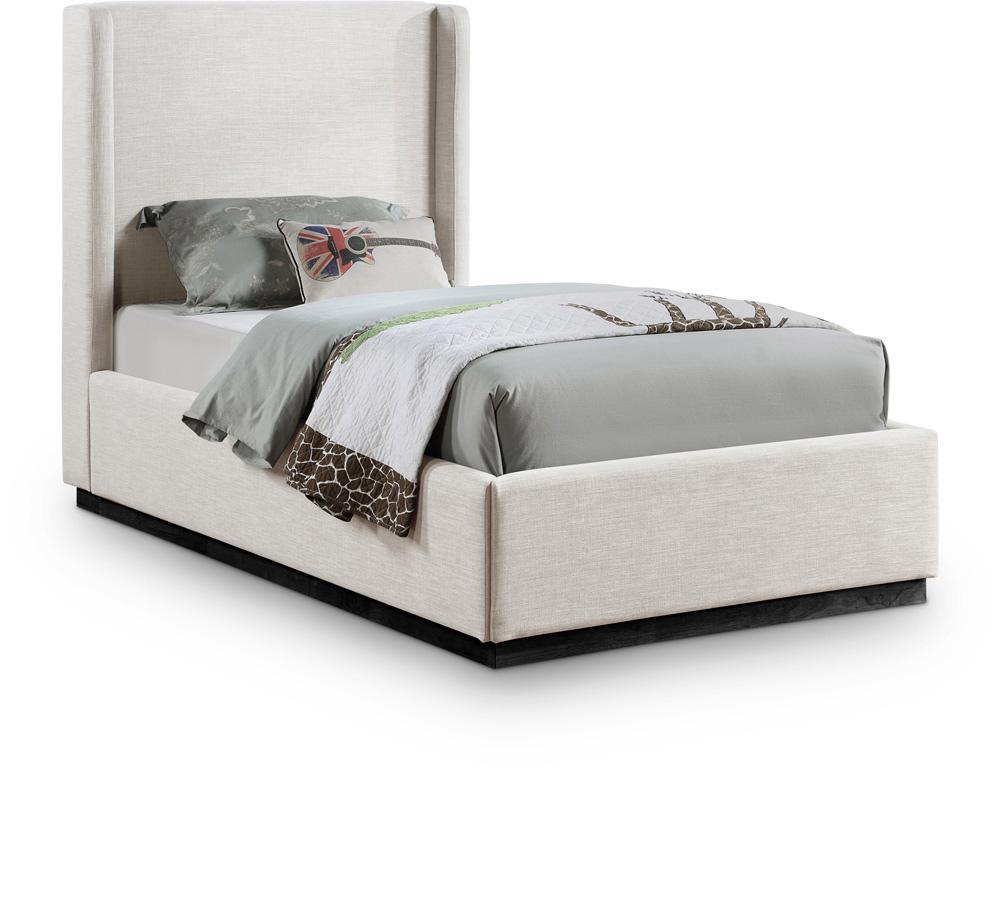Meridian Furniture - Flynn Beige Linen Textured Fabric Twin Bed - FlynnBeige-T veiw 1