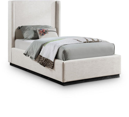 Meridian Furniture - Flynn Beige Linen Textured Fabric Twin Bed - FlynnBeige-T veiw 1