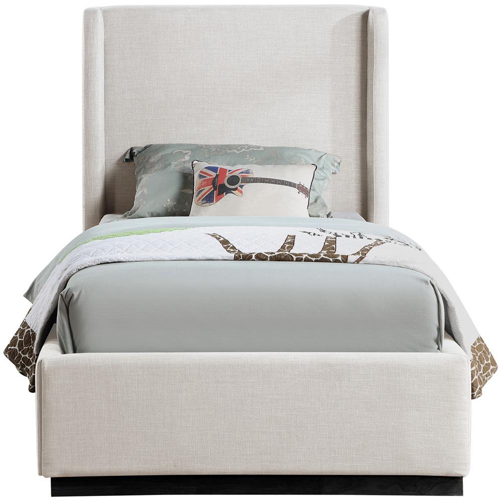 Meridian Furniture - Flynn Beige Linen Textured Fabric Twin Bed - FlynnBeige-T veiw 3